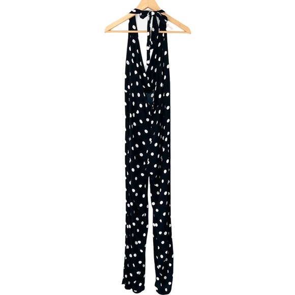 REFORMATION x NASTY GAL Polka Dot Halter Jumpsuit in Black Size L - Picture 6 of 9